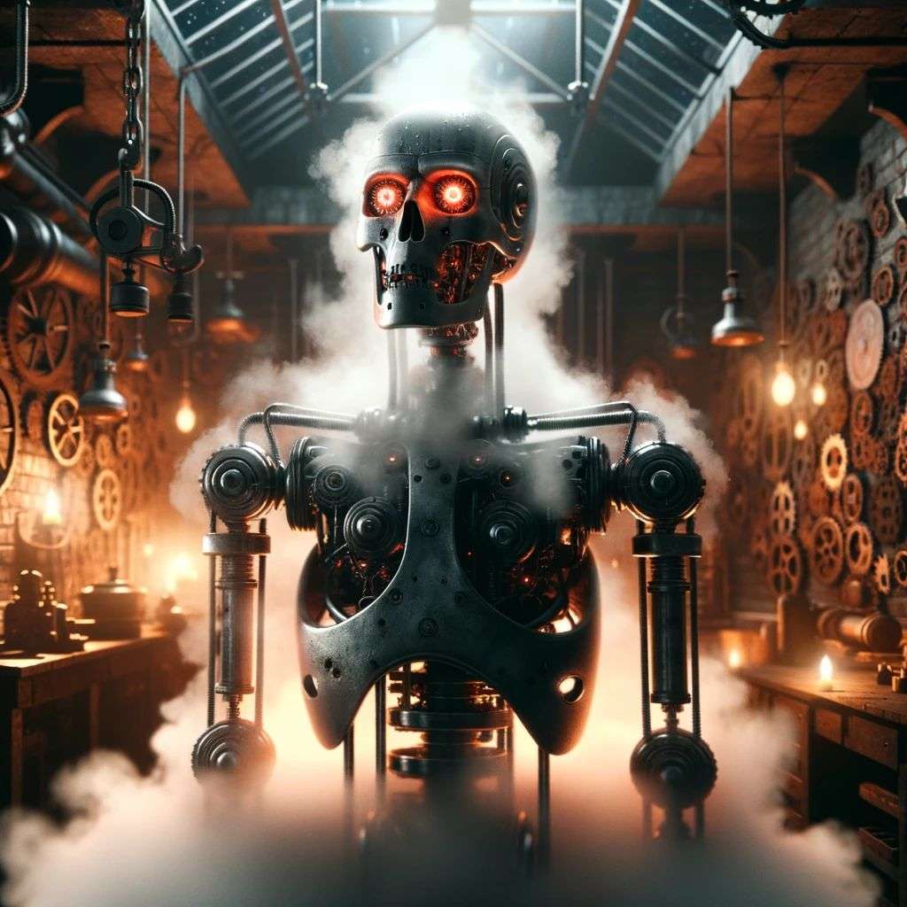 a representation of anxiety, digital art, steampunk